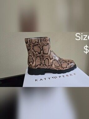 Katy Perry Collections Tan & Black Snake-Print Reptile Bootie
